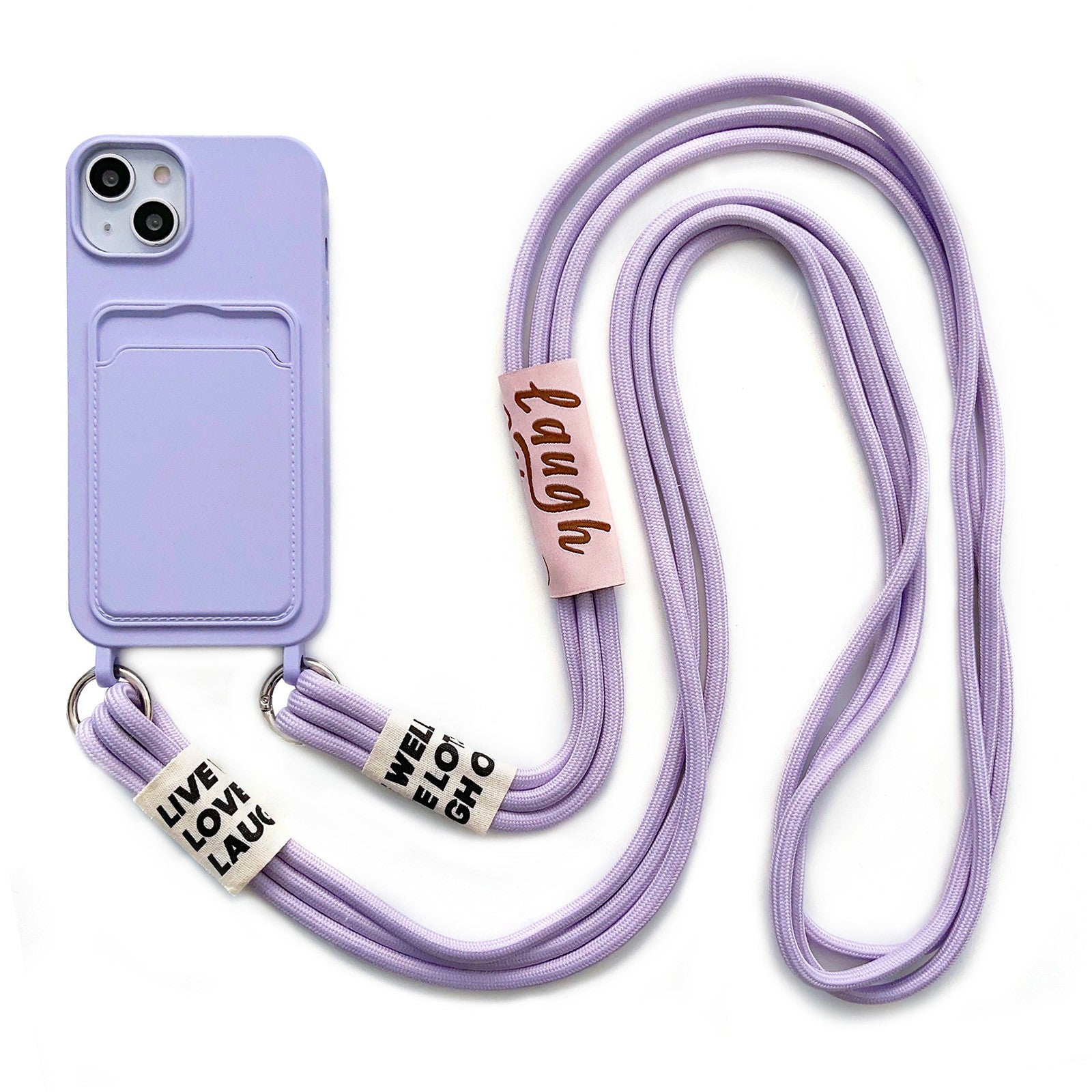 Pro iPhone 14 Plus Slot na kartu Pouzdro na telefon Tekutý silikonový ochranný kryt proti poškrábání s poutkem na zavěšení Pro iPhone 14 Plus Slot na kartu Pouzdro na telefon Tekutý silikonový ochranný kryt proti poškrábání s poutkem na zavěšení